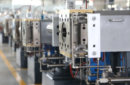 Industrial manufacturing facility producing plastic pipe extrusion equipment for global B2B trade