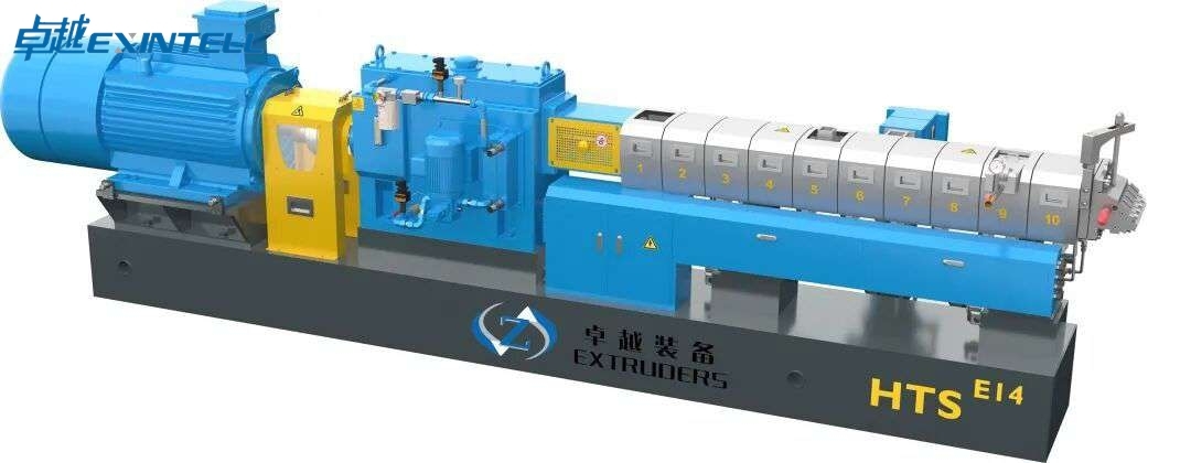 Sorted bales of PET, HDPE, and PP plastic scrap feeding a recycling extruder line